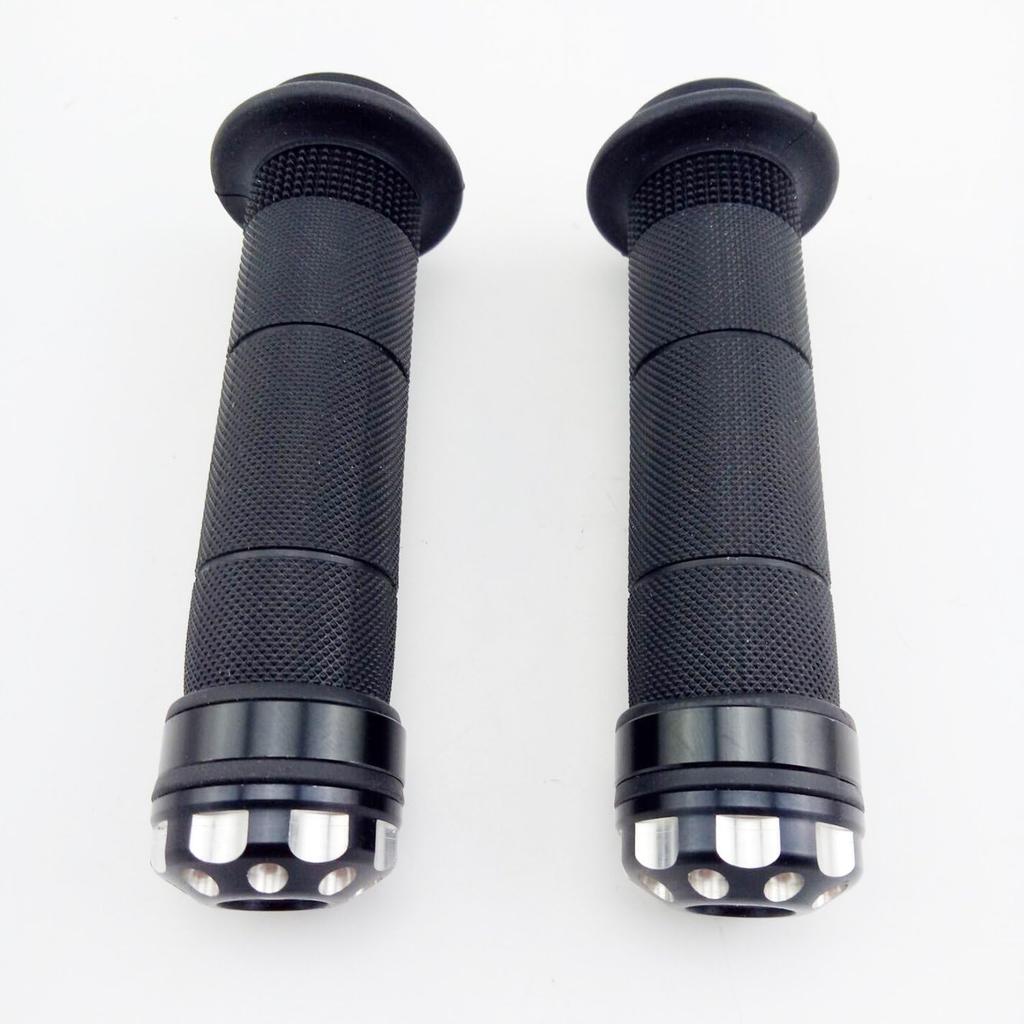 Universal Aluminum CNC Motorcycle 7/8" 22mm Handlebar Grips Rubber Gel Hand Grips with Bar End