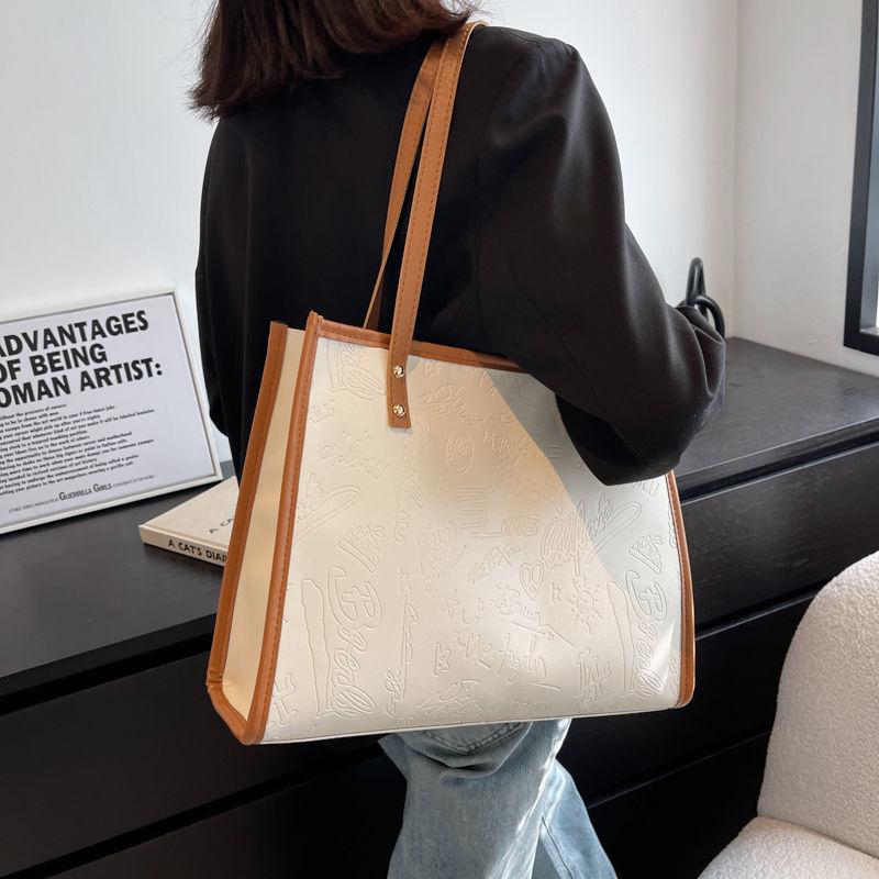 Autumn Winter Commuter Big Bag Fashionable Vintage Large Capacity Shoulder Tote Bag Women's Bag Student Class Bag