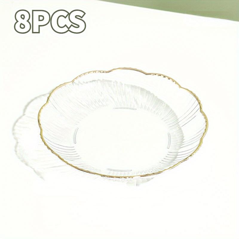 Salad Trays Clear Fruit Tray Golden Edge Stack Able Snack Platter Unbreakable Round Storage Salad Dessert Organizer Display Tray