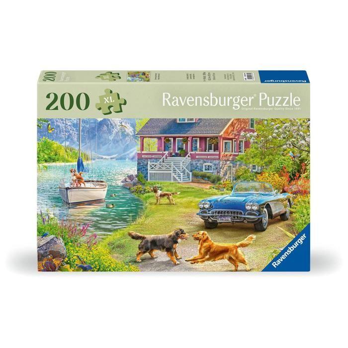 Puzzle - ravensburger - maison au bord du lac - 200 pièces - support inclus - couleurs vibrantes
