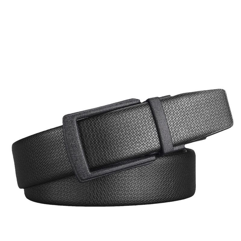 Men'S Leather Belt Two-Layer Cowhide Business Automatic Buckle Belt False Pin Buckle