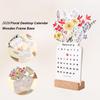 Blumenvase Kalender 2026 Floraler Schreibtischkalender mit Holzfuß Blühender Blumen Monatskalender für Zuhause Büro Schule