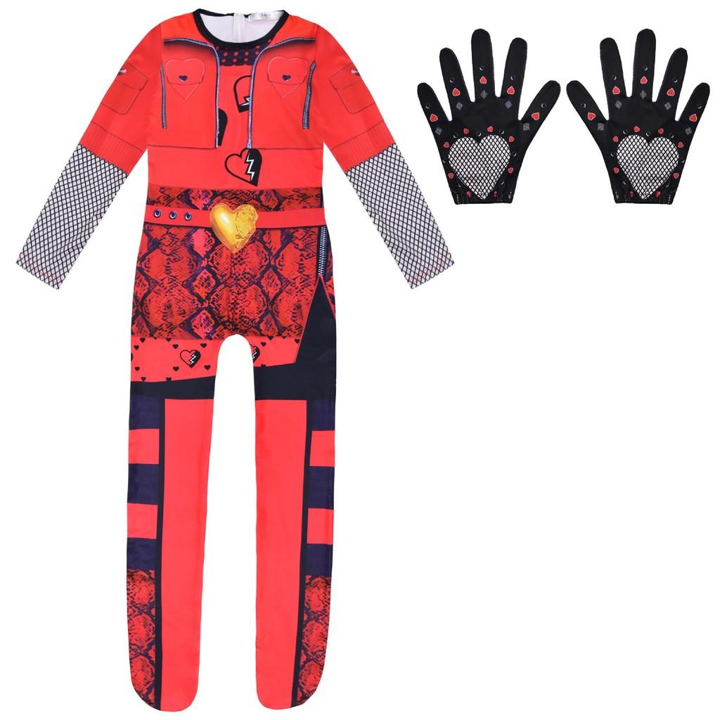 

The Rise Descendants Of Red Jumpsuit Cosplay Costume Role Play Party Halloween Child 160