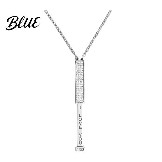 Love Necklace with Hidden Message I You Secret Slider Adjustable