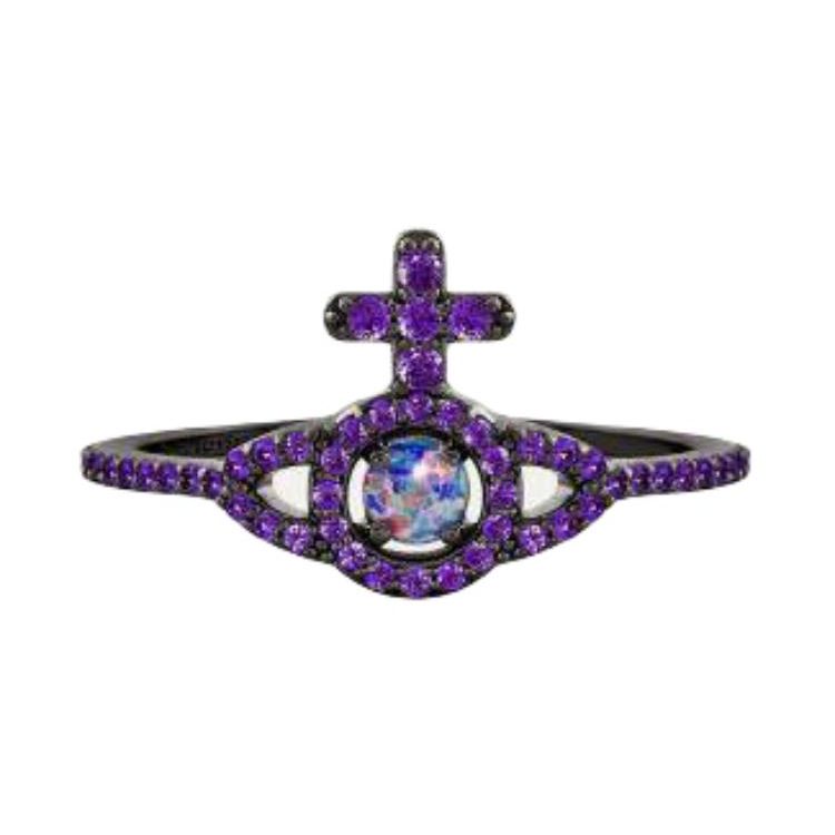 

Vivienne Westwood Embedded Design Recycled Silver Ring Unisex rings Purple 6404017301S344 XS