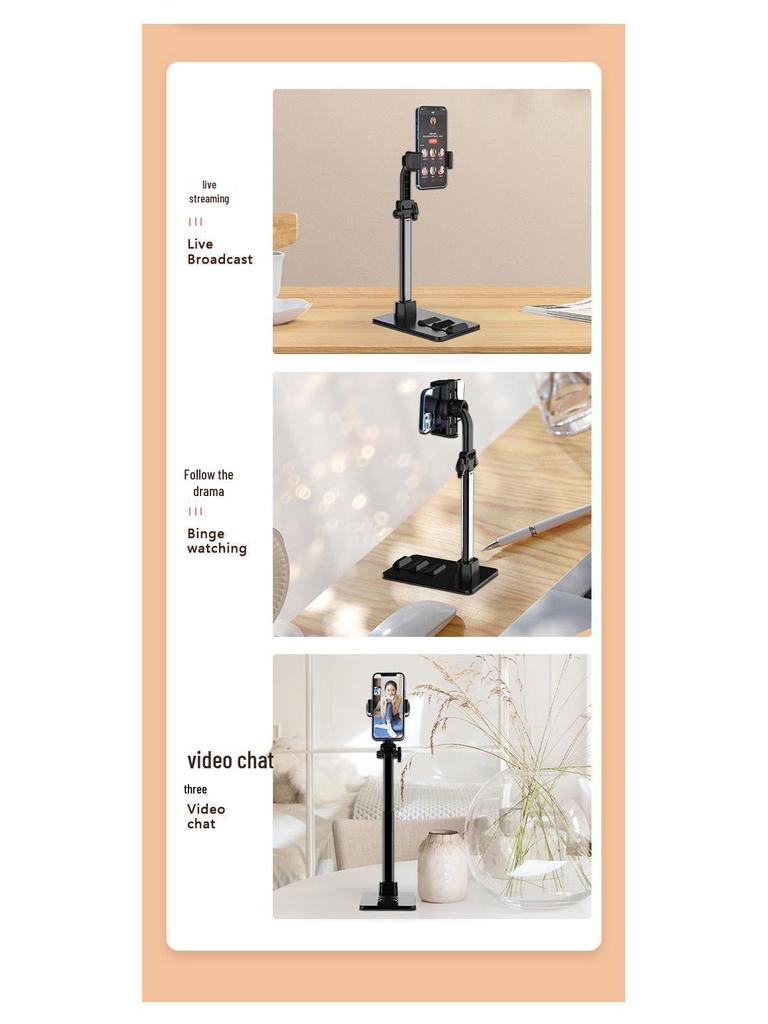 Multifunctional Metal Phone & Tablet Stand: Non-slip, Rotating, Thickened Design for Desktop Streaming and Shooting