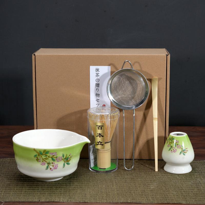5 Pcs Matcha Set with Ceramic Matcha Bowl Japanese Matcha Kit Tea Bamboo Whisk Matcha Holder Japanese Tea Ceremony Gift Box