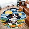1PC King Charles Spaniel Round Chair Mat Area Rug - Non-Slip, Floor Mat for Office, Bedroom, Home Decor Christmas Gift C0528055