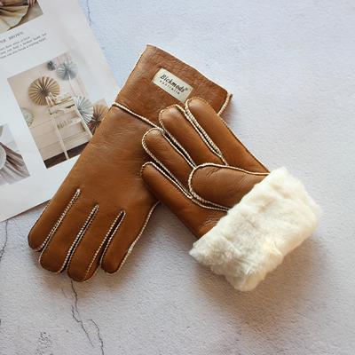 2020Sheepskin Fur Gloves Women Thickened Winter Warmth Outdoor Windproof Motorcycle Riding Color Leather Finger Gloves
