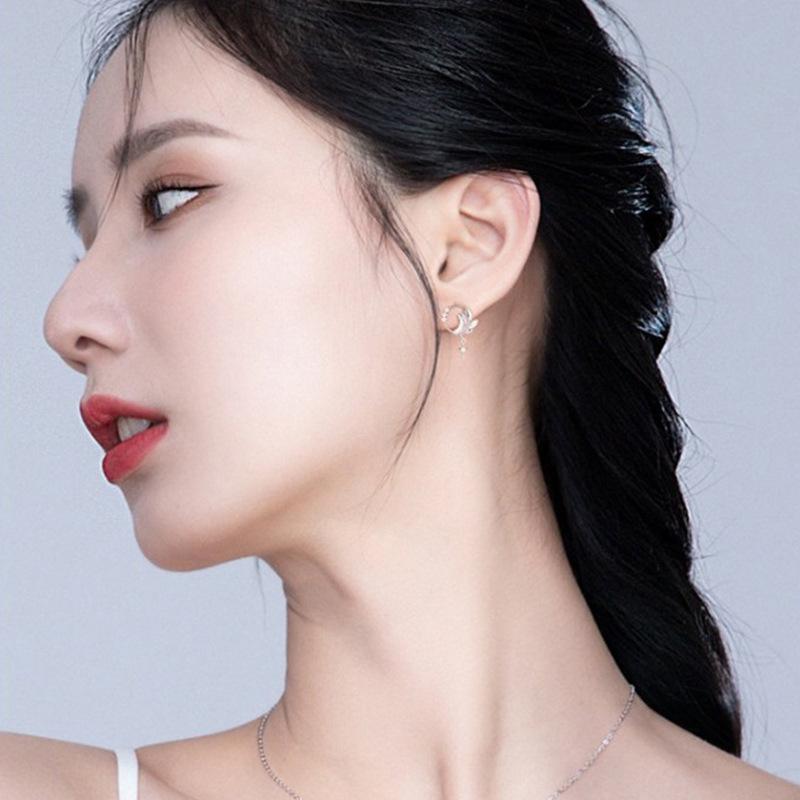 Earrings Fashion Everything Sweet Cool Wind Fashion Diamond Star Moon Earrings Gradient Zircon Starmoon Earrings