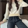 WTEMPO Thickened Sweater Women's Turtleneck Fleece Lined Knitting Top Long Sleeve Pullover Y2k Jumper Autumn Winter Knitwear