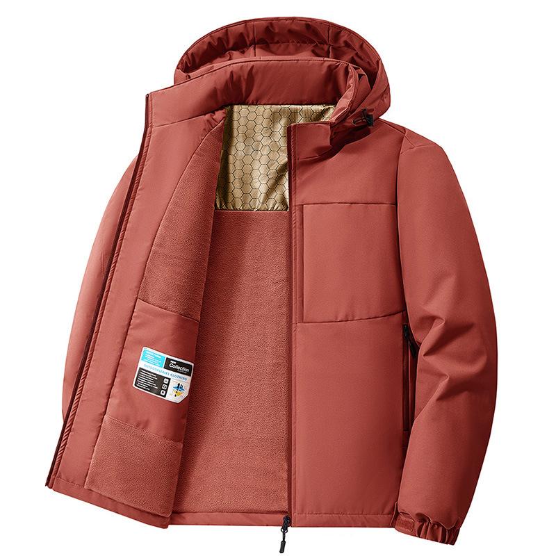 

Осенние и зимние куртки, мужской флис с капюшоном, утепленные тренчи больших размеров, ветрозащитные куртки для среднего возраста, стеганые куртки 5XL красный