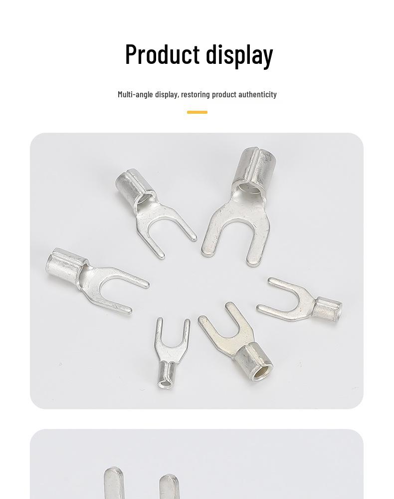 Grade A Fork & U-shaped Tin-Plated Copper Crimp Terminals - Purple, Cold Crimp, Thickened