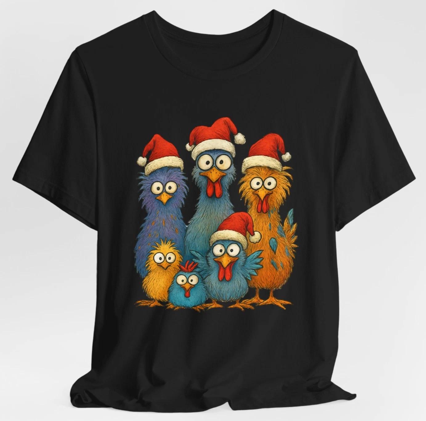 Funny Chicken Family Christmas T-Shirt Cute Chickens Holiday Farm Humor Tee 4XL