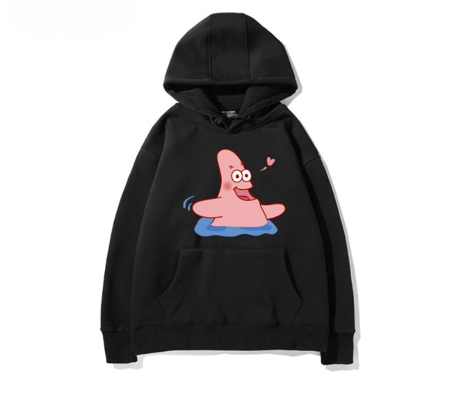 

Новые толстовки с Губкой Бобом Квадратные Штаны и большими звездами вокруг капюшона, студенческие парные, осенне-зимняя свободная и универсальная одежда, трендовая 2XL