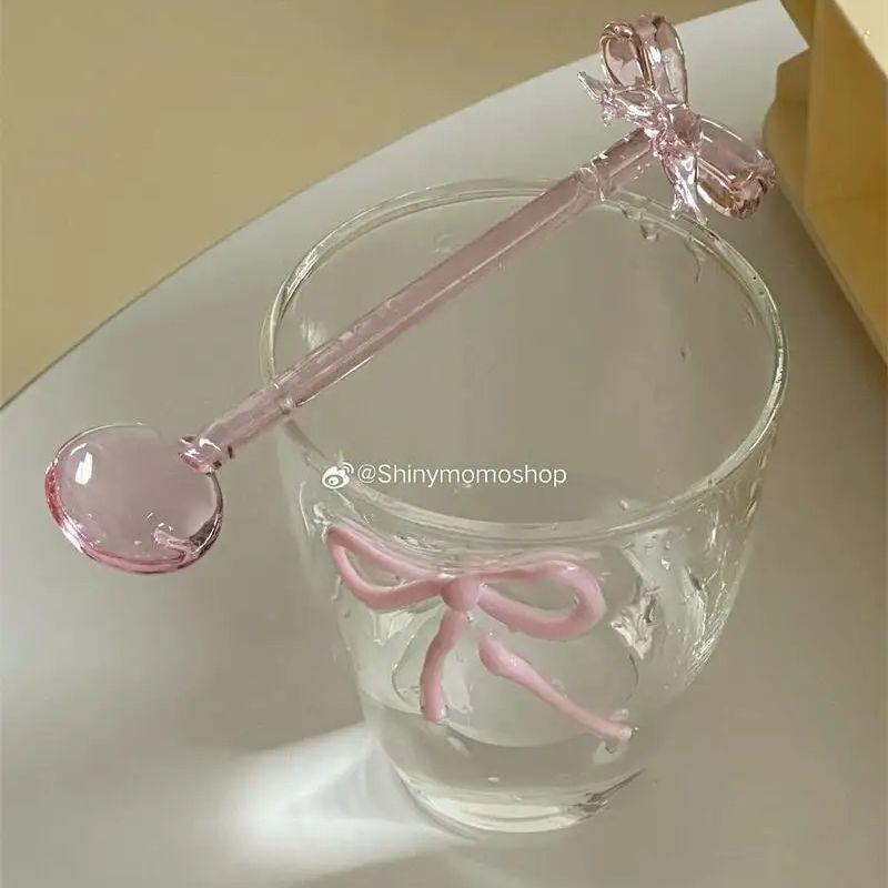 Creative Bowknot Handle Milk Dessert Ice Cream Spoon High Temperature Stained Glass Spoon Household Coffee Mixing Spoon