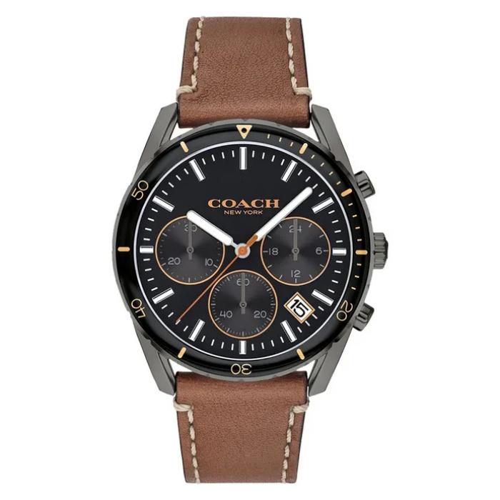 

Coach Thompson 14602410 Хронограф Мужские Черный Циферблат Коричневый Кожаный Ремешок чёрный