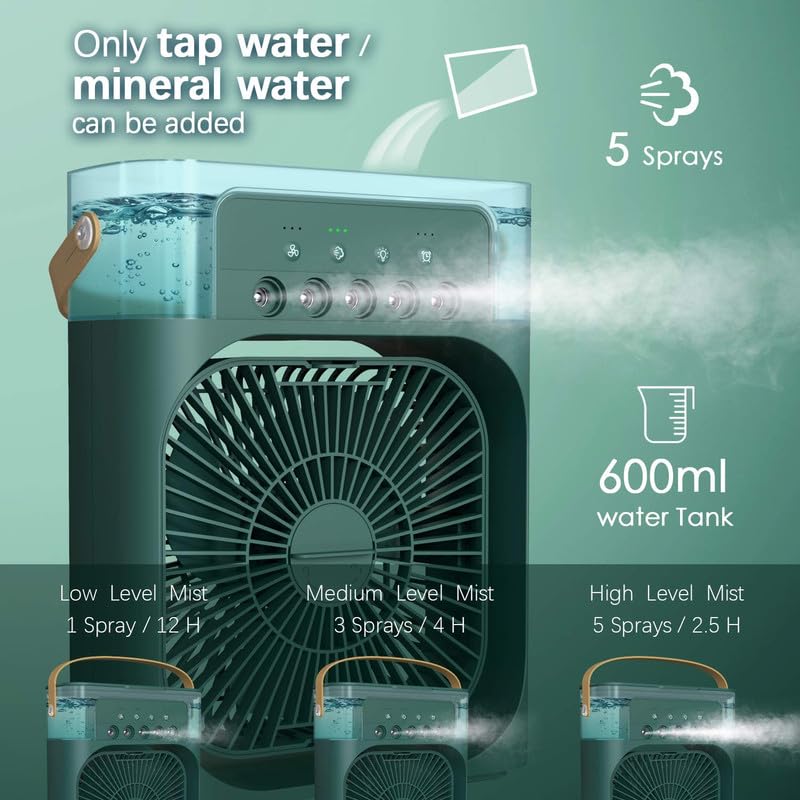 Tragbarer Hydrocooling Luftkühler Ventilator mit Luftbefeuchter 3 Geschwindigkeiten Haushalt Kleine Klimaanlage Schreibtisch Kühlventilator für Büro Reisen