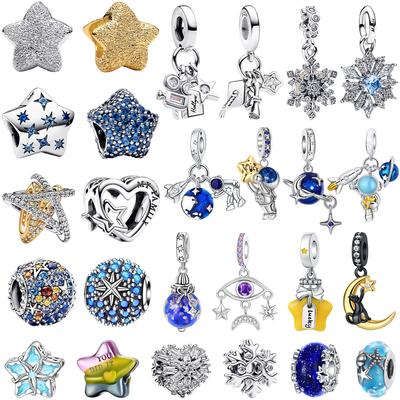 Shining Copper Star Charms Space Astronaut Starfish Beads Pendant Fit Original Bracelets Necklaces Diy Jewelry Gift