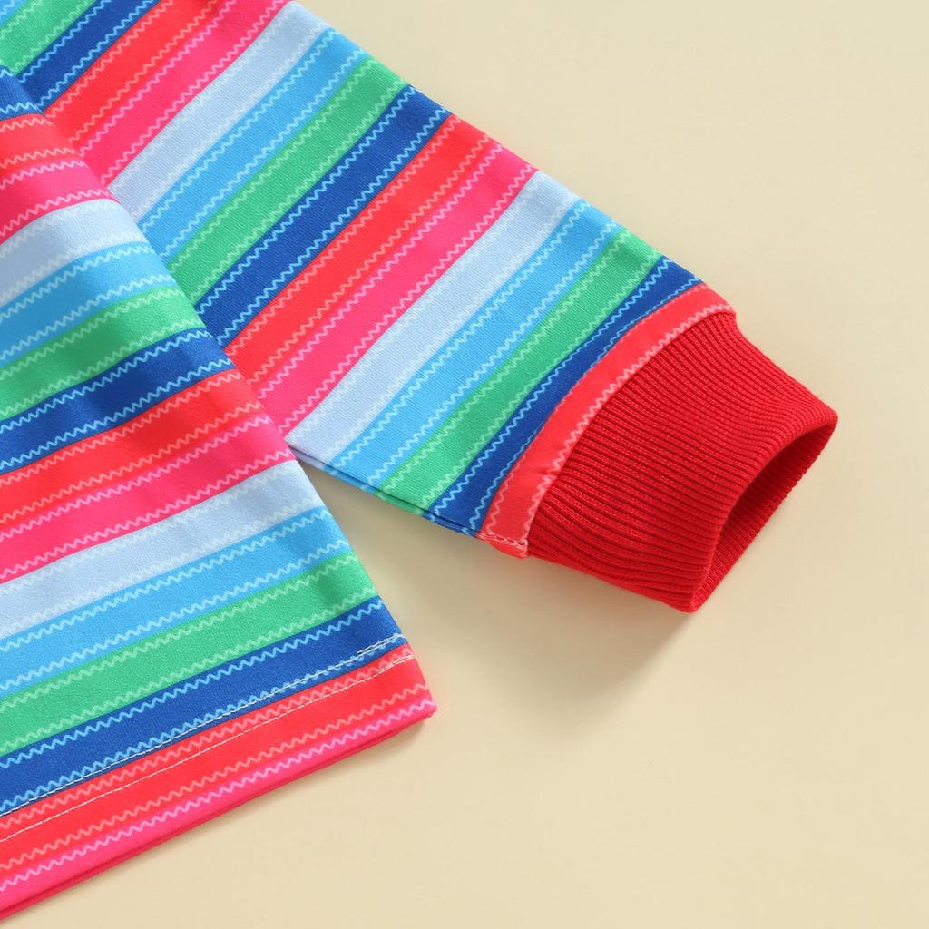 Dětské 2ks podzimní outfity s dlouhým rukávem, pruhovaný potisk topy a podvazkové kalhotky Set Cosplay pro batole