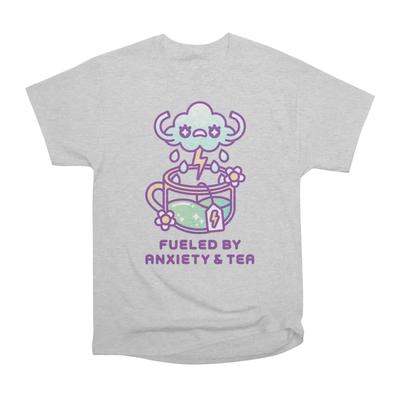 Chemises décontractées pour hommes à manches courtes alimentées par l'anxiété et le thé T-shirts gris T-shirts oversize