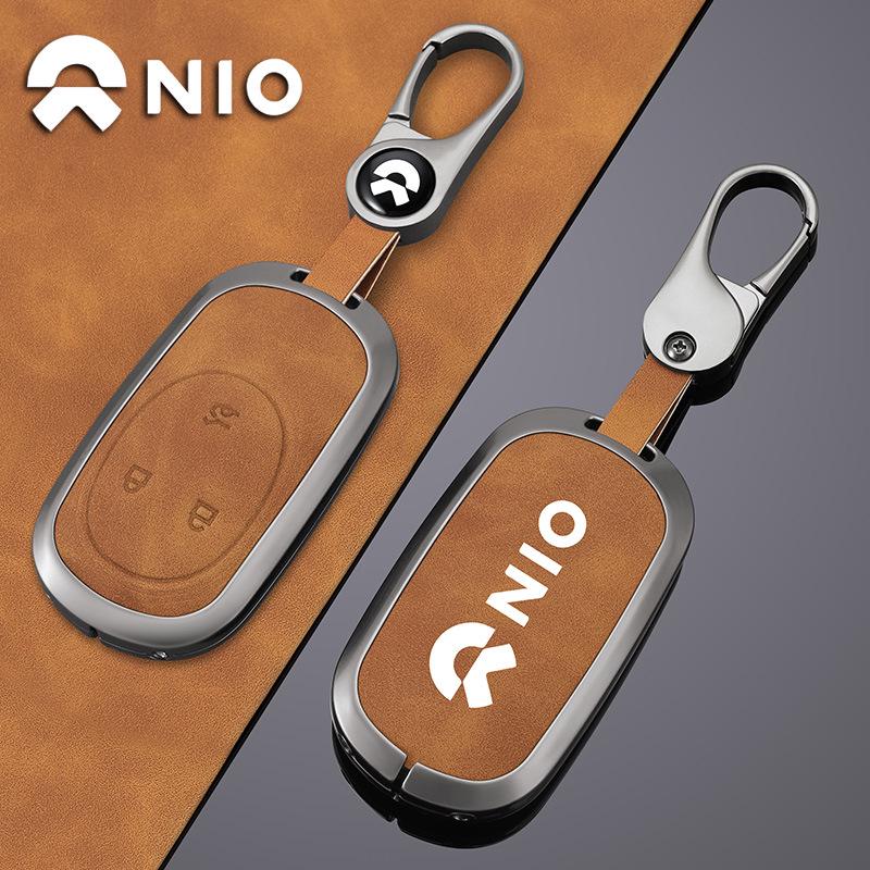 Genuine Leather Car Key Case for Nio ET5, ES6, ET5T, ET7, ES8, EC6, ES7, EC7 (2023 Model)