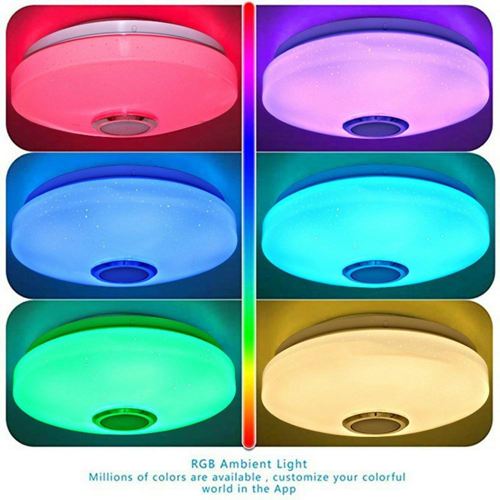 Round LED Music Ceiling Light 30CM 36W Bluetooth-Compatible Smart RGB Colorful Lamp Support Remote/APP Control