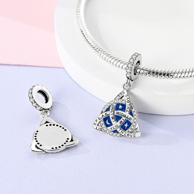 Charm Bead Components Copper Metal Bead Components Blue Series Lovely Cat Heart Charm Bead Components Compatible With Women Authentic Original