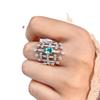 Anello Retro Brillante Europeo e Americano Light Luxury Zircone Zircone Verde per Donne Ins Trendy Nicchia Design Indice Mano Alta Gamma