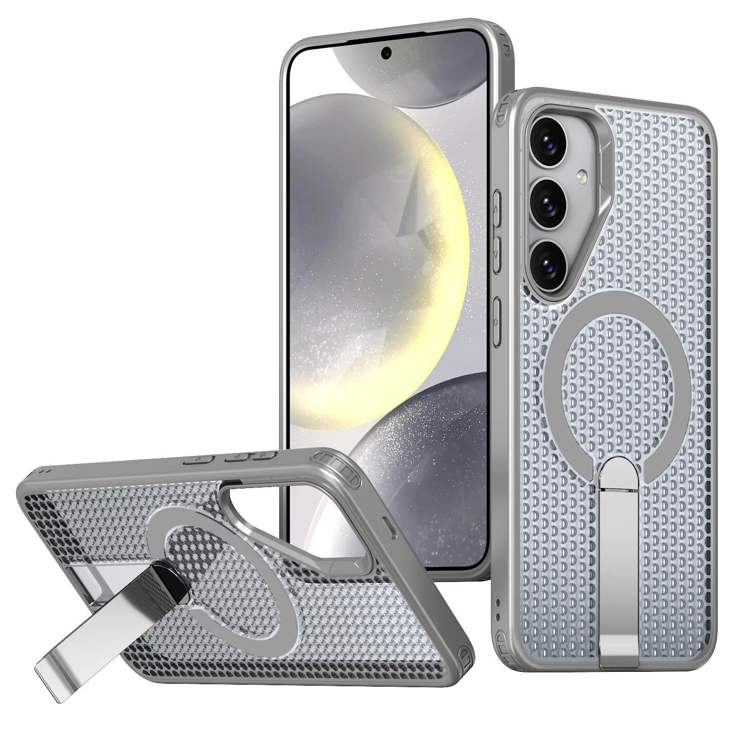 New Cooling Heat Dissipation Magnetic Case For Samsung S25 S24 Ultra Plus Magsafe Wireless Charge Shockproof Hide Bracket Cover For Samsung S25 S24