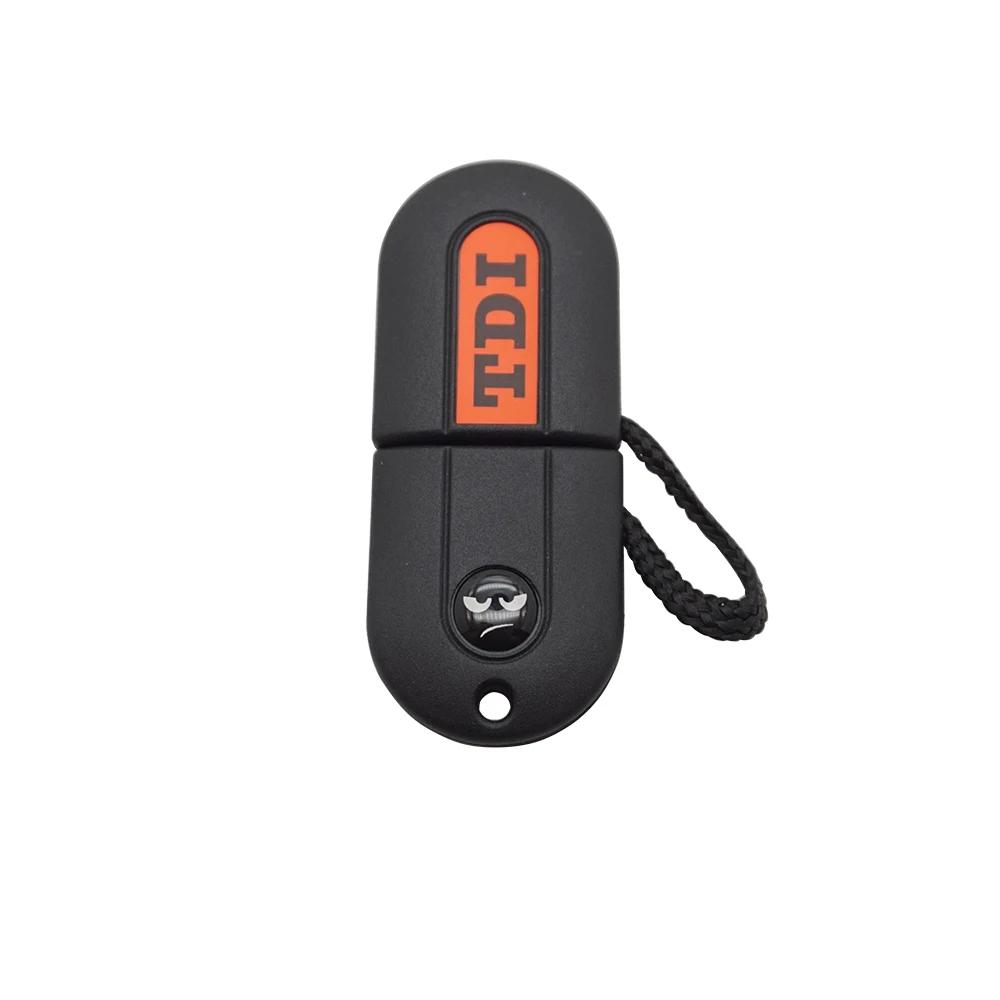 Xinyuexin New Smile Sticker Pill Key Shell Fob Fit for VW 16V VR6 TDI MK2 Golf G60 GT Key HU49 UncutBlade with LED LIGHTING KEY
