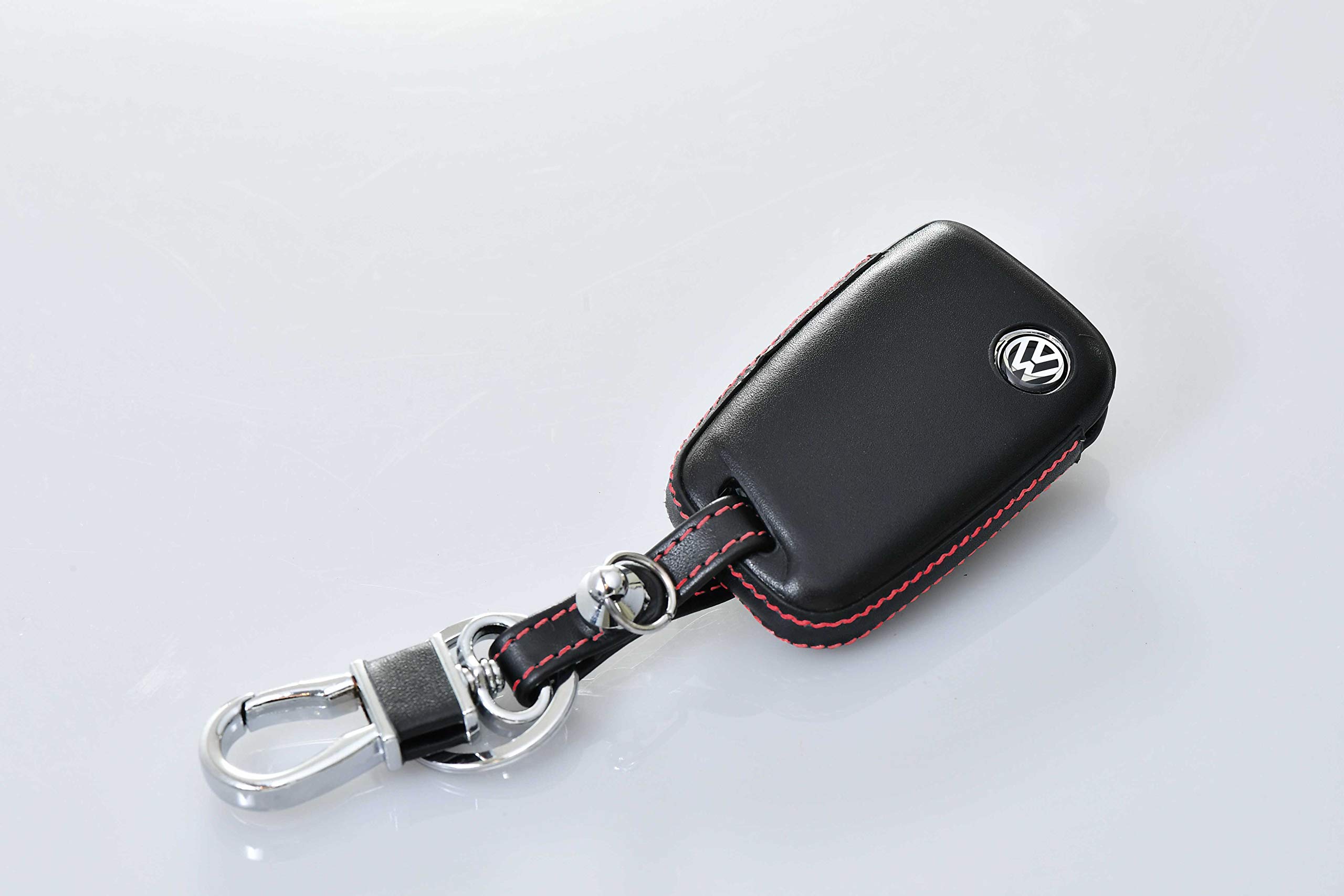 core OBJ Leather Key Cover for Volkswagen Red Stitch Passat красный