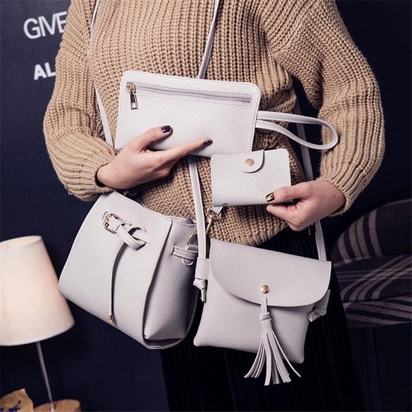 Sophisticated Women's 4pcs Handbag Set With Timeless Design And Solid Colors