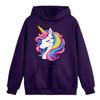 Jogging Enfant fille - Sweat à Capuche et Pantalon Bleu Marine - Motif Licorne Arc-en-ciel - Violet