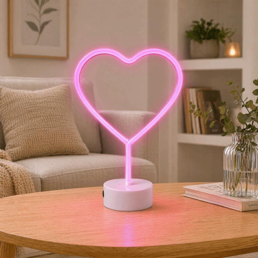 Heart Shaped Neon Desk Lamp USB or Battery Operated LED Neon Sign Decorative LED Neon Light  Women
