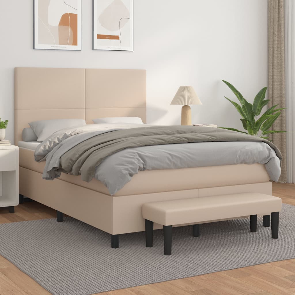 Vidaxl Letto Continentale Con Materasso, Cappuccino, Ecopelle 140X200Cm