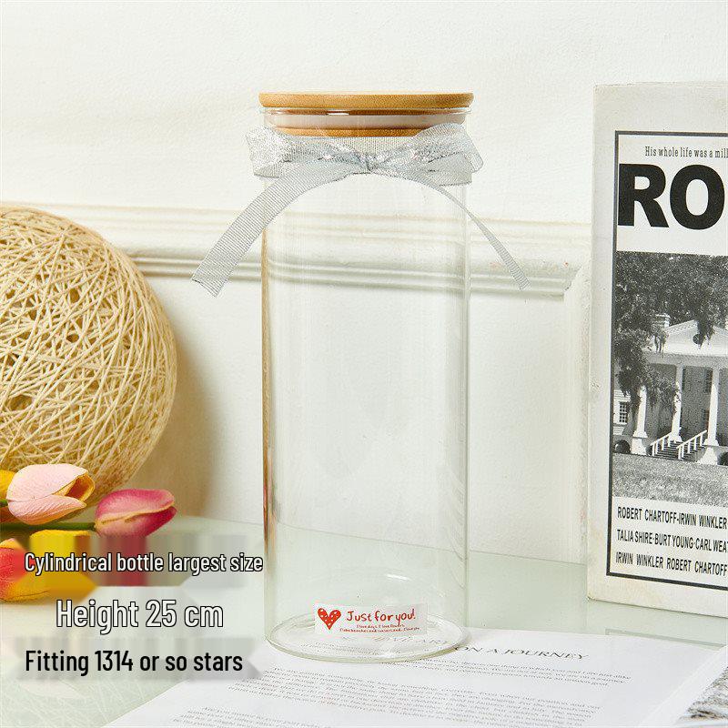 Creative Glass Bottle with Sand, Shells, Lucky Stars, Paper Cranes, and Rainbow Pentagrams