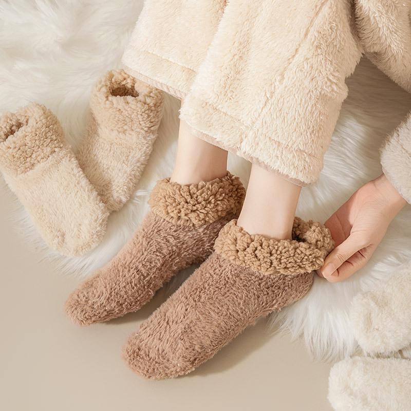 Fuzzy Slipper Socks Winter Cozy Plush Fluffy Socks Warm Comfy Thermal Home Sleeping Socks