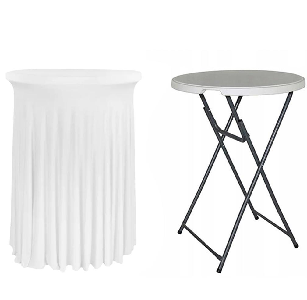 Tablecloth Cover With Skirting, Valves For Cocktail Bar Table 80 Cm White