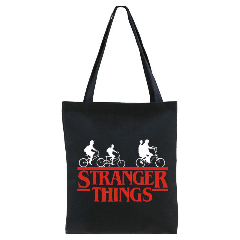 Cross-border hot sale Stranger Things stranger things student casual tote bag with zipper shoulder bag 37*33