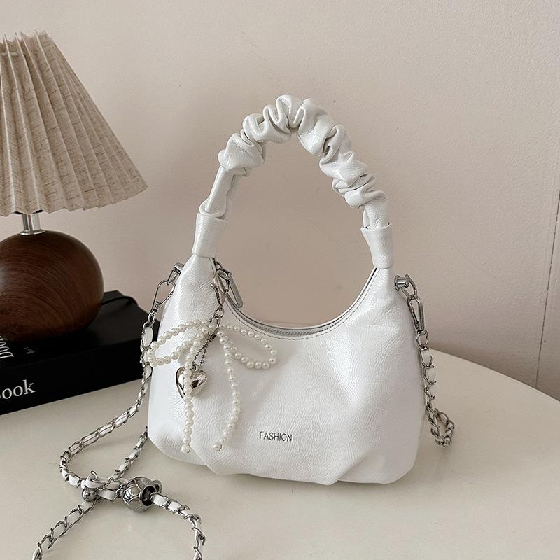 Premium red bag women's new versatile chain messenger bag exquisite pleated handbag