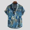 Camicia estiva da uomo colletto alla coreana manica corta a righe di colore a contrasto monopetto sciolto morbido traspirante di media lunghezza casual top quotidiano