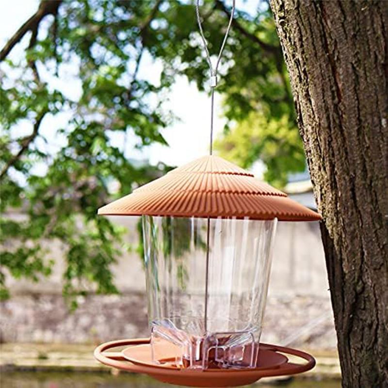 AEE4-Wild Bird Feeder, Outside Squirrel Proof Bird Feeder, Hanging Wild Bird Feeder With Round Shaped Roof