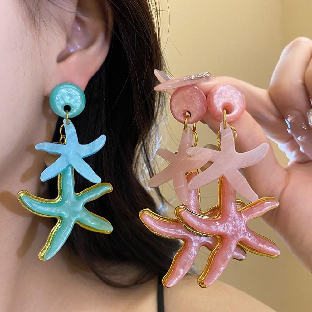 Candy Color Ocean Starfish Stud Earrings Shell Starfish Ear Pendant  Ladies