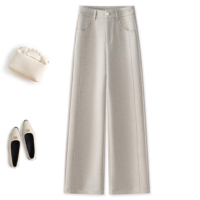 

Women s High Waist Cashmere Wide-Leg Pants - Thick, Casual, Slimming, Loose Straight Leg in Glutinous Rice. XXL (Recommended weight 125-135 lbs)