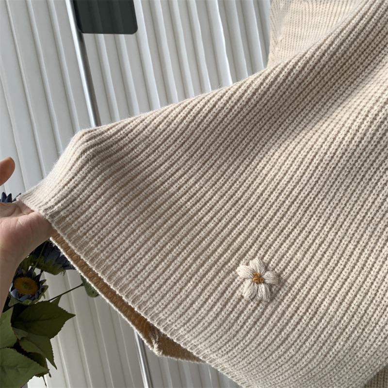 Damen Retro Bestickter Floraler Pullover für Herbst und Winter, Lockerer und Lässiger Stil, Hochwertige Koreanische Strickwaren