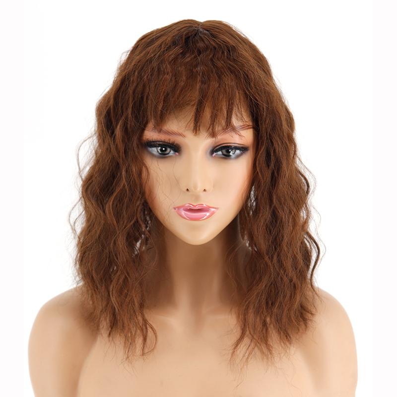 Damen Kurze Maisdauerwelle Perückenabdeckung Haarspangen am Haarentferner Kunstfaser-Haarverlängerungen Natürliche Haarersatzblöcke für den täglichen Gebrauch