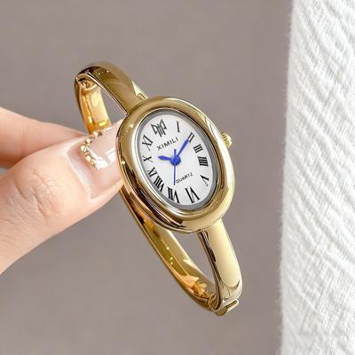 Elegante ovale Roma-Zifferblatt Damen-Quarz-Uhr Mode-Armband-Riemen Damen-Armbanduhr Reloj Mujer Mädchen-Uhr Geschenk