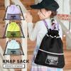 Large Knapsack Drawstring Bag for Gym Clothes Gym Clothes with Lime Yellow [Arisana] Kids, Bag, Kids, Juniors, Girls, Bag, Handle, Green,