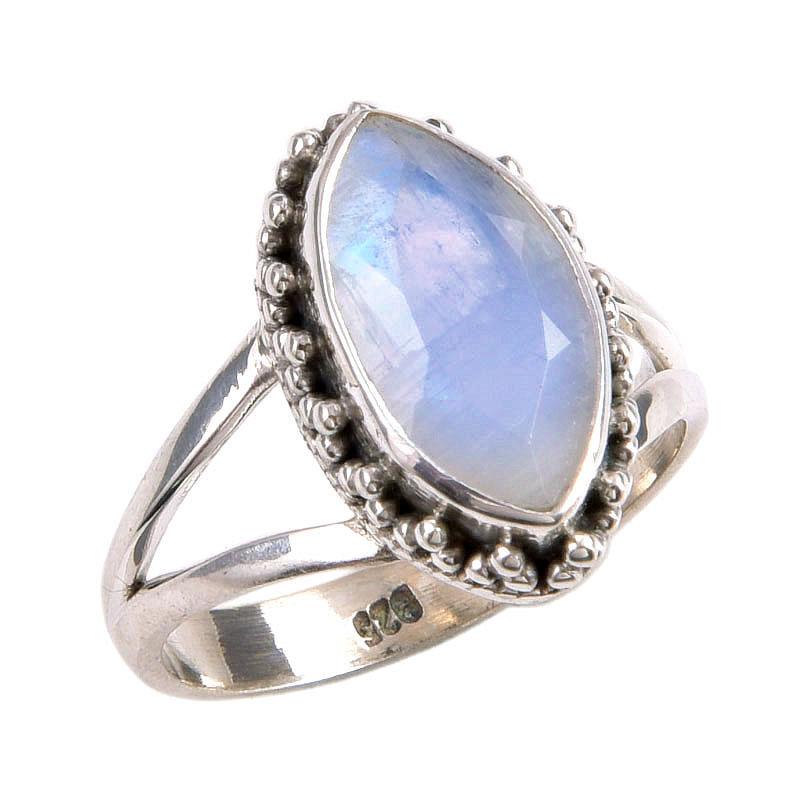 Natural Rainbow Moonstone Gemstone 925 Solid Silver Jewelry Ring Size 6.5 V8g08